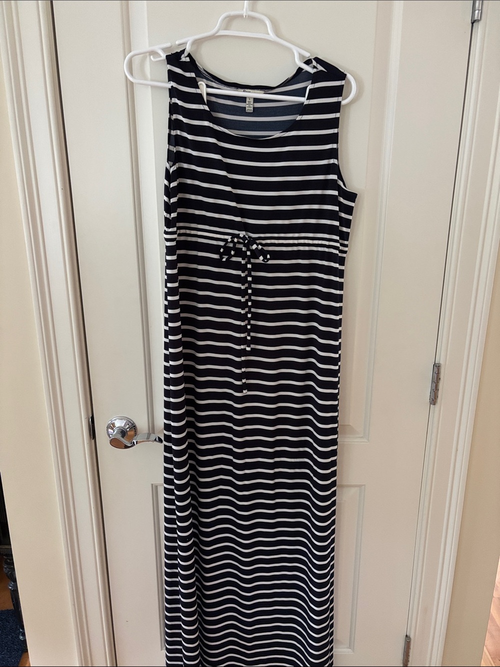 G.H. Bass & Co. Blueand White Striped Tank Maxi Dress with Tie Waist